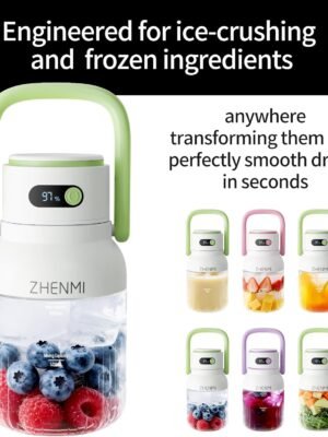 Portable Blender, 1000ml Capacity, Stainless Steel 12-Blade System, Portable Ice Crushing Juicer-for Shakes & Smoothies, BPA Free, 2 Leakproof-Lids & Straw, USB Rechargeable (green)
