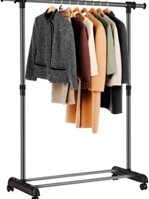 edihome, Clothes Hanger, Wardrobe, Clothes Hanger, Clothes Closet, Heavy Duty Metal and Portable with Wheels