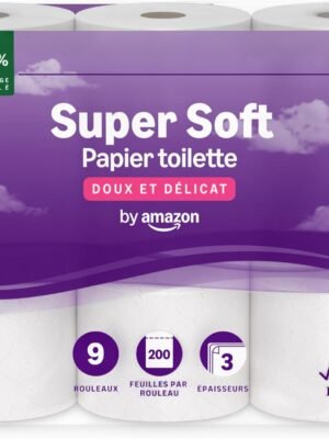 by Amazon Toilet Paper, 3 Ply Quilted, Soft and Silky, 9 Rolls (1 Packs of 9), 200 Sheets per Roll, FSC Certified